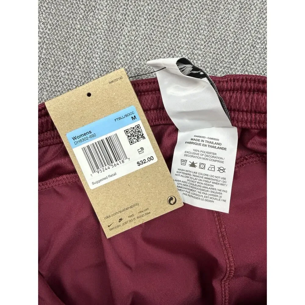 Nike Laser V Women’s Soccer Shorts Medium Burgundy Dri-FIT Slim Fit NWT